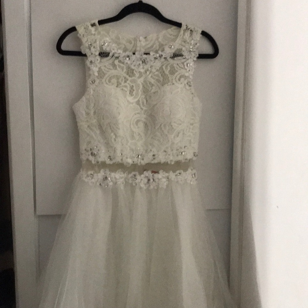 super cute fluffy white prom dress